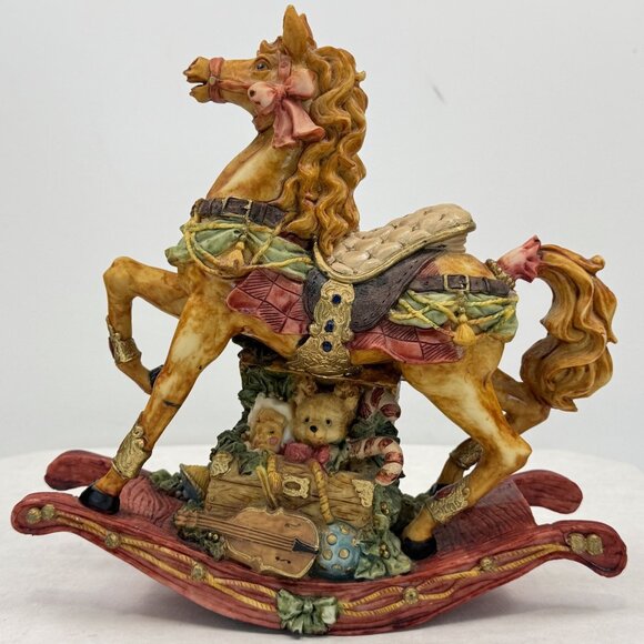 Vintage Windsor Collection Musical Rocking Horse Figurine Jingle Bells Christmas - Picture 1 of 14
